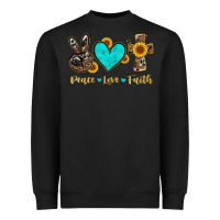 Black peace love faith with cros and sunflower Heavyweight Sweatshirt - Artiststas