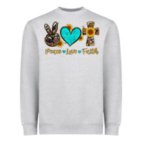 Peace Love Faith With Cros And Sunflower Heavyweight Sweatshirt | Teevron
