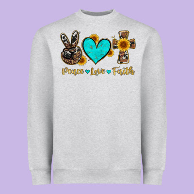 Peace Love Faith With Cros And Sunflower Heavyweight Sweatshirt Designed By Artiststas