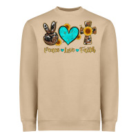 Mushroom peace love faith with cros and sunflower Heavyweight Sweatshirt - Artiststas