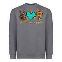 Storm peace love faith with cros and sunflower Heavyweight Sweatshirt - Artiststas