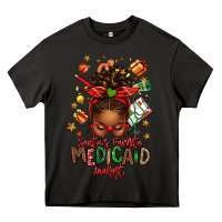 Asphalt Santa's Favorite Medicaid Analyst Afro Messy Bun Heavy Core Tee - texasbilliewilder