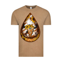 Vintage Coffee sunflower tooled leather bullskull teardrop earrings Vintage Tee - Jasminsmagicworld