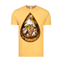 Vintage Mustard sunflower tooled leather bullskull teardrop earrings Vintage Tee - Jasminsmagicworld