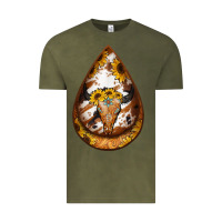 Vintage Olive sunflower tooled leather bullskull teardrop earrings Vintage Tee - Jasminsmagicworld
