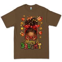 Cacao merry and bright christmas afro messy bun Premium Tee - texasbilliewilder