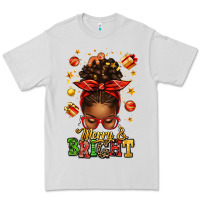 Dove Grey merry and bright christmas afro messy bun Premium Tee - texasbilliewilder