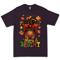 Plum merry and bright christmas afro messy bun Premium Tee - texasbilliewilder