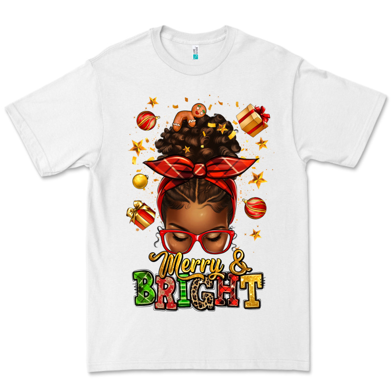 Merry And Bright Christmas Afro Messy Bun Premium Tee by texasbilliewilder | Teevron