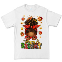 White merry and bright christmas afro messy bun Premium Tee - texasbilliewilder
