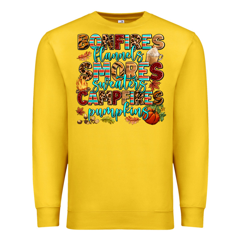 Bonfires Flannels Smores Premium Sweatshirt by AdoDesignShop | Teevron