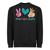 Black peace love easter with bunny and butterfly Heavyweight Sweatshirt - Artiststas