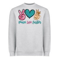 Heather Grey peace love easter with bunny and butterfly Heavyweight Sweatshirt - Artiststas