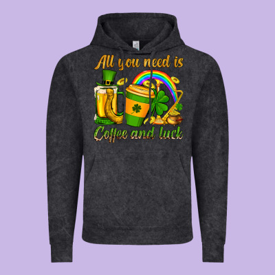 St. Patrick's All You Need Is Coffee And Luck Vintage Hoodie Designed By Oliviacreatesart