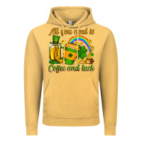 Vintage Mustard St. Patrick's All you need is coffee and luck Vintage Hoodie - OliviaCreatesArt