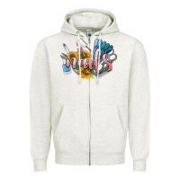 Oatmeal Heather nails Zipper Hoodie - BarkalooDesign
