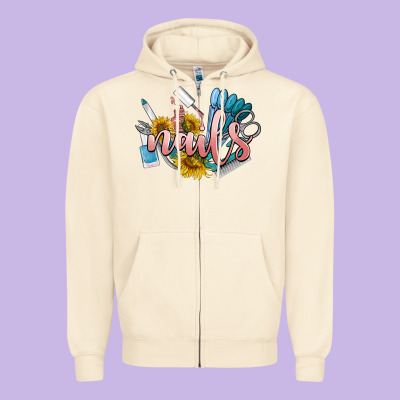 Nails Zipper Hoodie Designed By Barkaloodesign