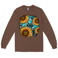 Chestnut sunflower cowhide and turquoise patches Long Sleeve Tee - RanaPortraitStore