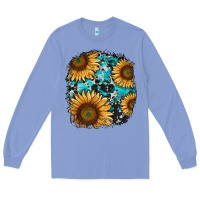 Colony Blue sunflower cowhide and turquoise patches Long Sleeve Tee - RanaPortraitStore