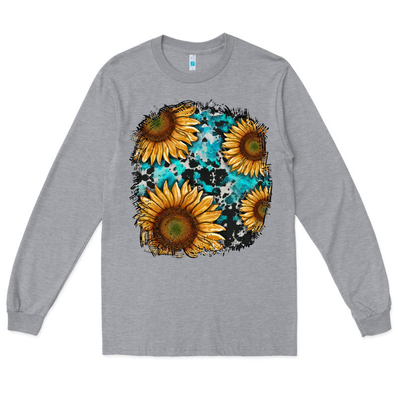 Sunflower Cowhide And Turquoise Patches Long Sleeve Tee by RanaPortraitStore | Teevron
