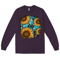Plum sunflower cowhide and turquoise patches Long Sleeve Tee - RanaPortraitStore