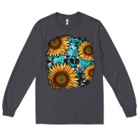 Smoke sunflower cowhide and turquoise patches Long Sleeve Tee - RanaPortraitStore