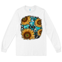 White sunflower cowhide and turquoise patches Long Sleeve Tee - RanaPortraitStore