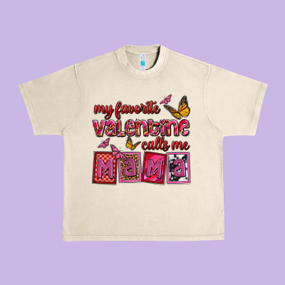 My Favorite Valentine Calls Me Mama Urban Heavy Tee Designed By Oliviacreatesart