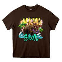 Chocolate Brown Mama bear summer Heavy Core Tee - NancyCooperArtShop