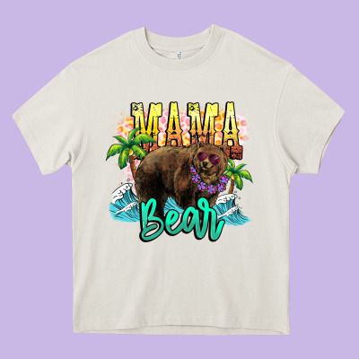 Mama Bear Summer Heavy Core Tee Designed By Nancycooperartshop