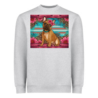Heather Grey french bulldog floral Heavyweight Sweatshirt - Artiststas