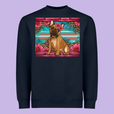 French Bulldog Floral Heavyweight Sweatshirt Designed By Artiststas