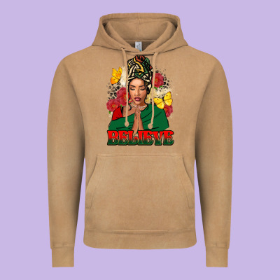 Believe Black Woman Vintage Hoodie Designed By Fadigitalartstudio