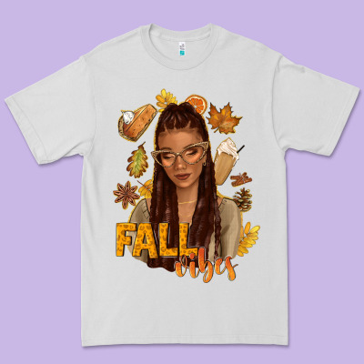 Fall Vibes Afro Woman Premium Tee Designed By Nancycooperartshop