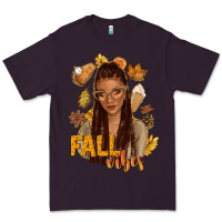 Plum Fall vibes afro woman Premium Tee - NancyCooperArtShop