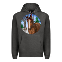 Charcoal Heather Horse Christmas Premium Hoodie - RanaPortraitStore