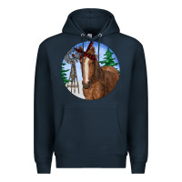 Navy Horse Christmas Premium Hoodie - RanaPortraitStore
