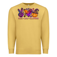 Antique Gold peace love halloween Premium Sweatshirt - AdoDesignShop
