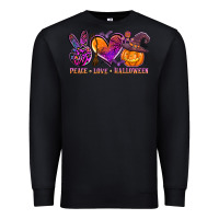 Black peace love halloween Premium Sweatshirt - AdoDesignShop