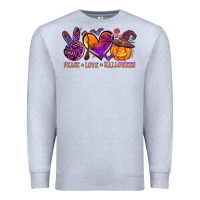 Heather Grey peace love halloween Premium Sweatshirt - AdoDesignShop