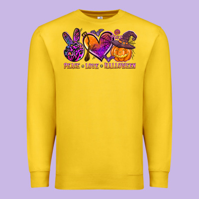 Peace Love Halloween Premium Sweatshirt Designed By Adodesignshop