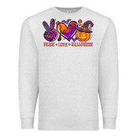 Oatmeal Heather peace love halloween Premium Sweatshirt - AdoDesignShop