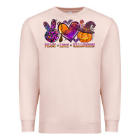 Pale Pink peace love halloween Premium Sweatshirt - AdoDesignShop