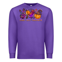 Purple peace love halloween Premium Sweatshirt - AdoDesignShop