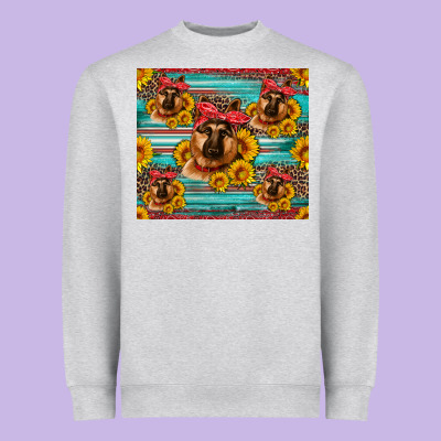 German Shepherd With Sunflowers Heavyweight Sweatshirt Designed By Artiststas