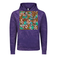 Cloud Purple Western Turquoise Glitter Cowhide Leopard Seamless Vintage Hoodie - FaDigitalArtStudio