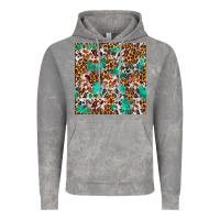 Cloud Rock Western Turquoise Glitter Cowhide Leopard Seamless Vintage Hoodie - FaDigitalArtStudio