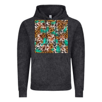 Vintage Black Western Turquoise Glitter Cowhide Leopard Seamless Vintage Hoodie - FaDigitalArtStudio