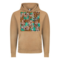 Vintage Camel Western Turquoise Glitter Cowhide Leopard Seamless Vintage Hoodie - FaDigitalArtStudio