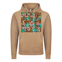 Vintage Coffee Western Turquoise Glitter Cowhide Leopard Seamless Vintage Hoodie - FaDigitalArtStudio
